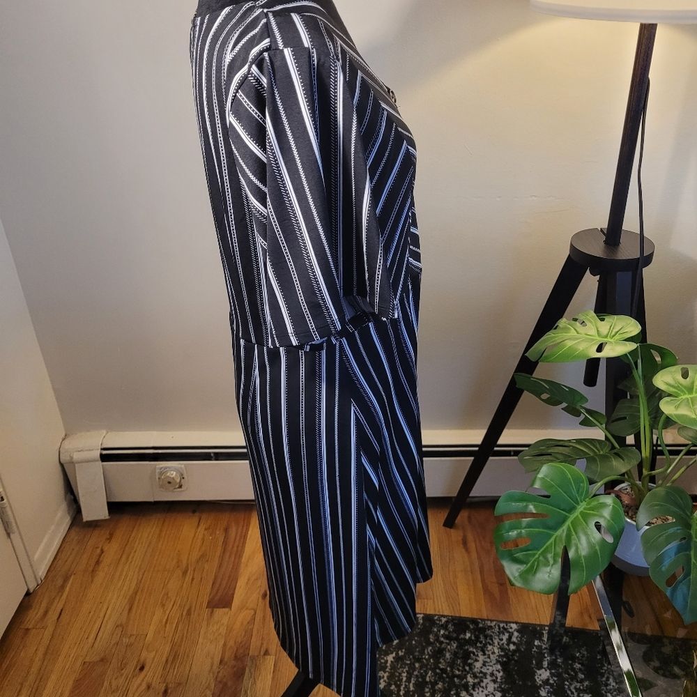 NY Collection Black and White Striped Midi Spring Dress NWOT - Picture 5 of 11
